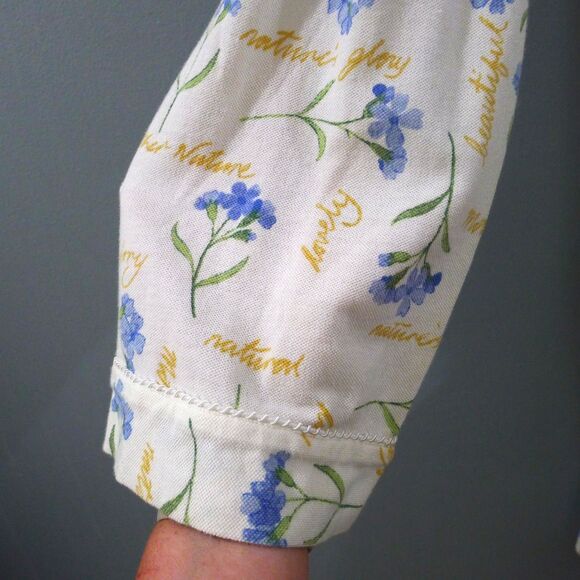 Talbots Intimates Floral Mother Nature Cotton Robe - White/Blue/Yellow L - Picture 7 of 9